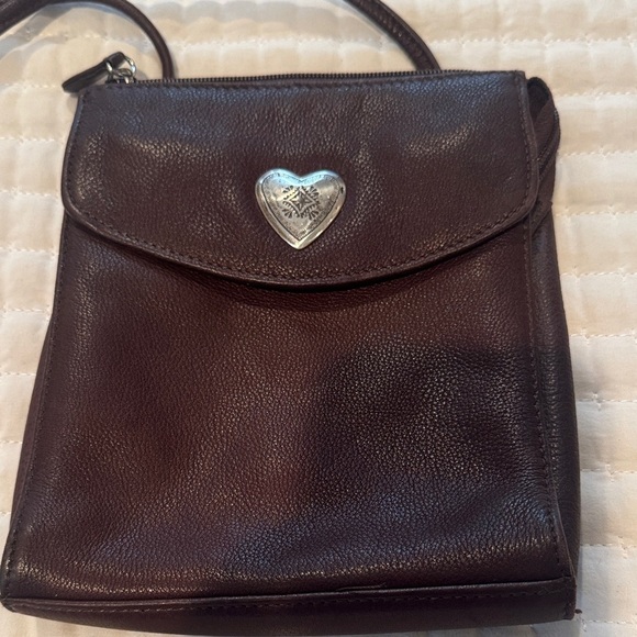 Fossil Handbags - Fossil Dark Brown Leather Crossbody Bag with Silver Heart